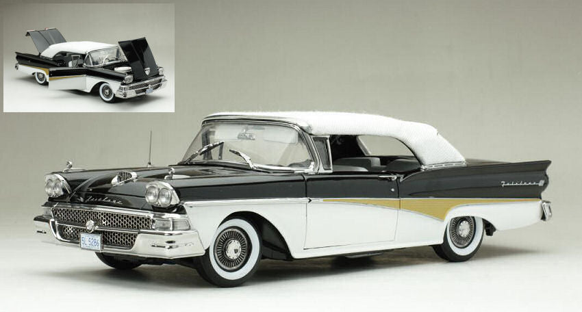 FORD FAIRLANE 500 CONVERTIBLE BLACK/WHITE 1:18
