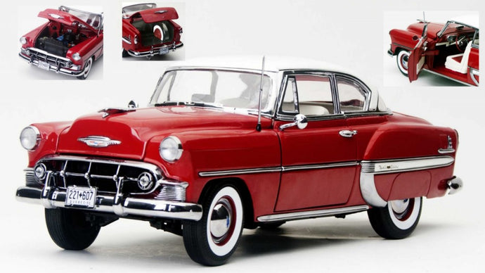 CHEVROLET BEL AIR H.TOP COUPE WITH WHITE ROOF 1953 RED  1:18
