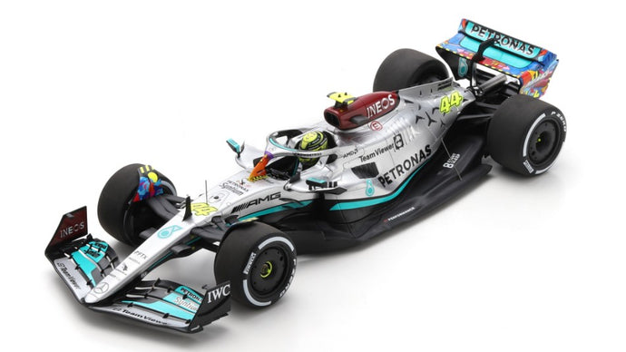 MERCEDES F1 L.HAMILTON 2022 N.44 MIAMI GP W/ACRILIC COVER 1:18