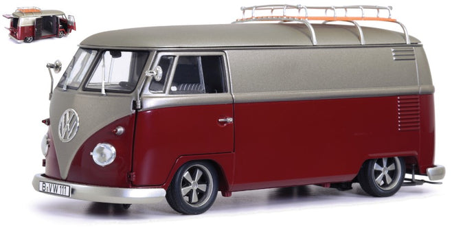 VW T1B BUS LOWRIDER 1962 RED/GREY 1:18
