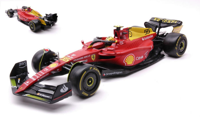 FERRARI F1-75 N.55 CARLOS SAINZ  MONZA 2022 75th ANNIV.W/HELMET 1:18
