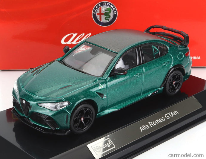 ALFA ROMEO GIULIA GTAm 2020 WITH HARD SHOWCASE EXCLUSIVE CARMODEL GREEN 1:43