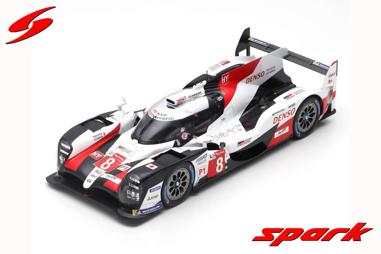 TOYOTA TS050 HYBRID TEAM TOYOTA GAZOOO RACING N 8 WINNER 24h LE MANS 2019 S.BUEMI - K.NAKAJIMA - F.ALONSO WHITE RED BLACK