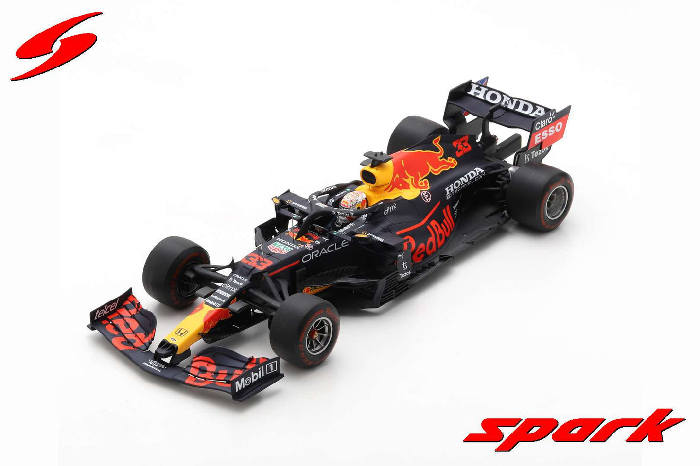 RED BULL RB16B MAX VERSTAPPEN 2021 WINNER ABU DHABI GP W/COVER 1:18