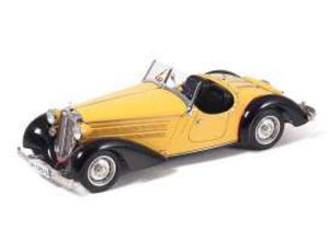1935 Audi Front 225 Roadster, black/yellow (hand-assembled miniature of more than 1600 single parts). 1:18