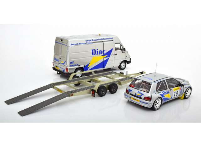 1995 Rally Set Monte Carlo #15 Clio Maxi, Bugalski/Renaud MC, silver/blue/yellow 1:18