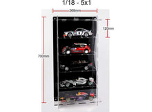 Indlæs billede til gallerivisning 1:18 Acrylic Multicase for five 1/18 scale cars (5x1). Can be used either wall mount or desk-top. Package includes parts for wall mounting. Hand made scratch-resistant