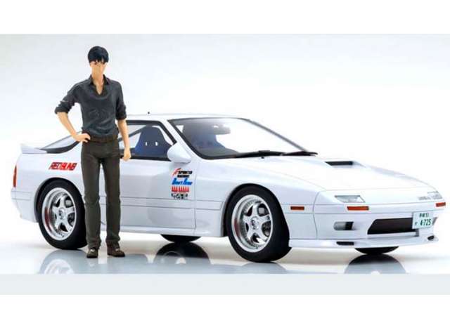New Initial D the Movie Mazda Savanna RX-7 FC35 whit Ryosuki Takahashi Figure *Resin Serie*, white 1:18