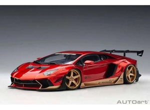 Liberty Walk Lamborghini Aventador, hyper red/gold accents 1:18