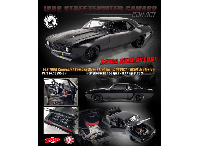 1/18 1969 Chevrolet Camaro Street Fighter *Convict*, triple gloss black 1:18