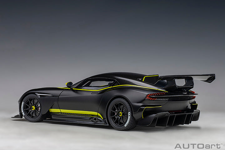 Aston Martin Vulcan, matt black with lime green stripes  1:18