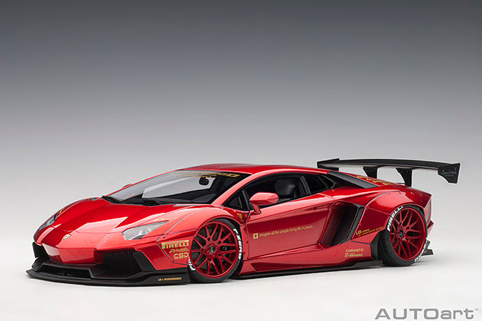 Liberty Walk Lamborghini Aventador with Red Wheels, red 1:18