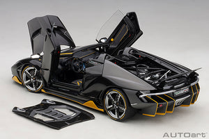 Lamborghini Centenario Roadster, clear carbon/yellow accents 1:18