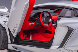 LIBERTY WALK LB-WORKS 2018 LAMBORGHINI AVENTADOR LIMITED SILVER 1:18