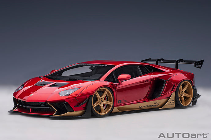 Liberty Walk Lamborghini Aventador, hyper red/gold accents 1:18