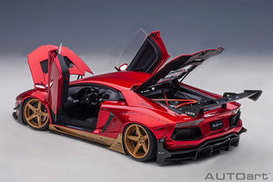 Liberty Walk Lamborghini Aventador, hyper red/gold accents 1:18
