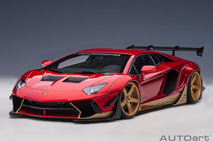 Liberty Walk Lamborghini Aventador, hyper red/gold accents 1:18