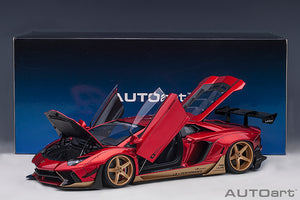 Liberty Walk Lamborghini Aventador, hyper red/gold accents 1:18