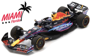 F1 RB19 TEAM ORACLE RED BULL RACING N 1 F1 RB19 TEAM ORACLE RED BULL RACING N 1 WORLD CHAMPION WINNER MIAMI GP 2023 MAX VERSTAPPEN - WITH HELMET AND PLASTIC SHOWCASE - MATT BLUE