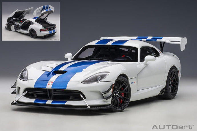 DODGE VIPER GTS-R COMMEMORATIVE EDITION 2017 WHITE W/BLUE STRIPES 1:18