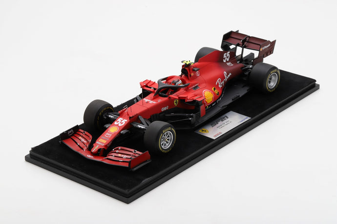FERRARI F1 SF21  TEAM SCUDERIA FERRARI MISSION WINNOW N 55 6th BRITISH GP 2021 CARLOS SAINZ JR. - CON VETRINA - WITH SHOWCASE MATT RED