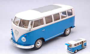 VW BUS T1 1962 BLUE W/WHITE ROOF 1:24