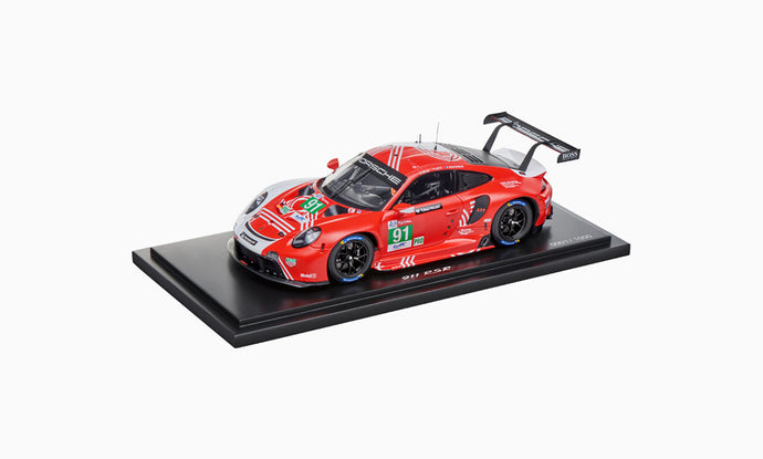 PORSCHE 911 991-2 RSR TEAM PORSCHE GT N 91 24h LE MANS 2020 R.LIETZ - G.BRUNI - F.MAKOWIECKI - CON VETRINA - WITH SHOWCASE RED WHITE