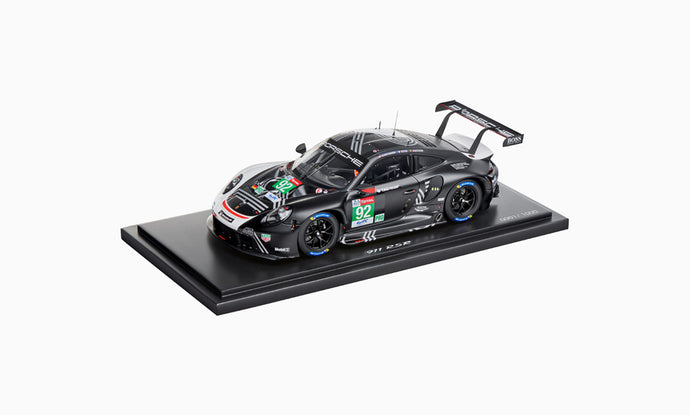 PORSCHE 911 991-2 RSR TEAM PORSCHE GT N 92 24h LE MANS 2020 M.CHRISTENSEN - K.ESTRE - L.VANTHOOR - CON VETRINA - WITH SHOWCASE MATT BLACK WHITE